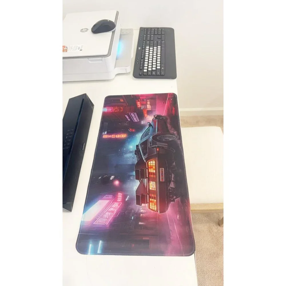 Cyberpunk Car Pattern Extended Mouse Pad: Large Non-Slip Desk Mat for Gaming & O